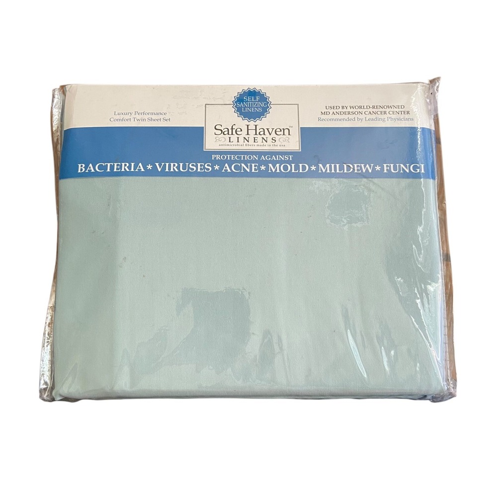 Beacon Safe Haven Linens Green Twin Sheet Set‎ Bacteria Virus Mold Protection